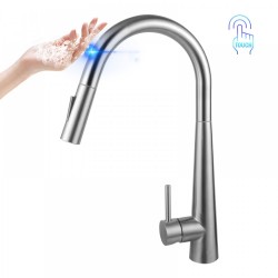 Euro Brushed Nickel Solid Brass Round Mixer Tap with Smart Touch and 360 Swivel and Pull Out for kitchen Euro Brushed Nickel Solid Brass Round Mixer Tap with Smart Touch and 360 Swivel and Pull Out for kitchen